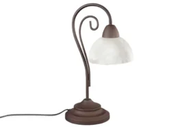 Tischleuchte COUNTRY Landhaus mit Glasschirm Weiß, Rostoptik, Höhe 40cm