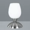 Tischleuchte CUP II, Glasschirm Weiß Sockel Silber - Touchfunktion, Höhe 18cm