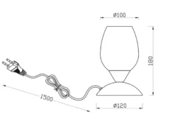 Tischleuchte CUP II, Glasschirm Weiß Sockel Rost - Touchfunktion, Höhe 18cm