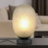 Tischleuchte FACETTE mit ovalem Glas Lampenschirm Grün, Höhe 28cm