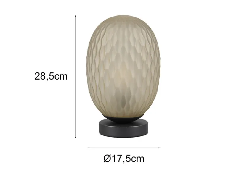 Tischleuchte FACETTE mit ovalem Glas Lampenschirm Grün, Höhe 28cm