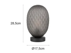 Tischleuchte FACETTE mit ovalem Lampenschirm Rauchglas, Höhe 28cm