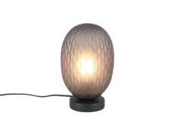 Tischleuchte FACETTE mit ovalem Lampenschirm Rauchglas, Höhe 28cm