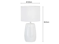 Tischleuchte FACE Weiß mit Keramikfuß & Stoffschirm, Höhe 36,5cm