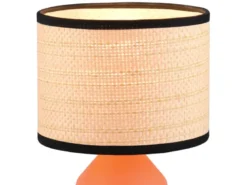 Tischleuchte FORMENTERA, Keramikfuß Terrakotta, Schirm geflochten, Höhe 26,5cm