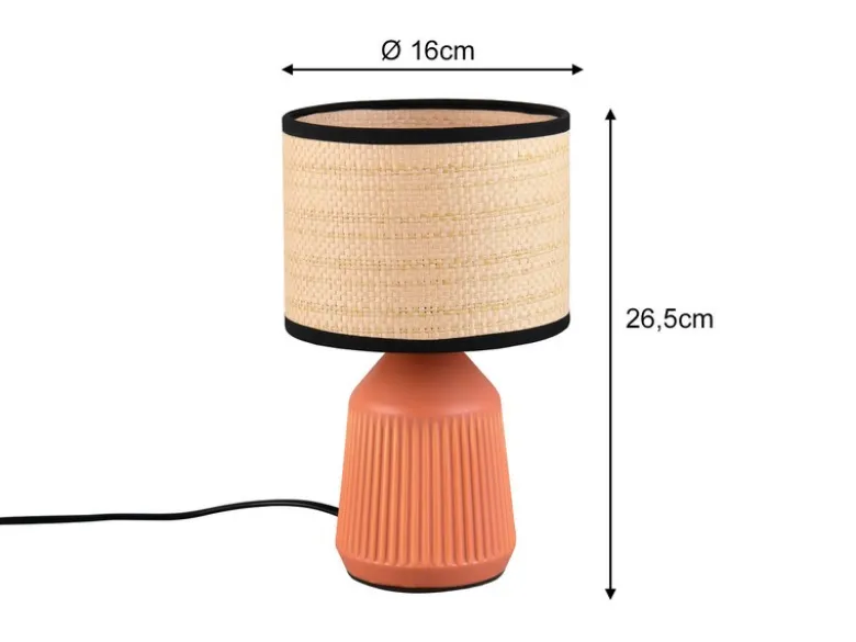 Tischleuchte FORMENTERA, Keramikfuß Terrakotta, Schirm geflochten, Höhe 26,5cm