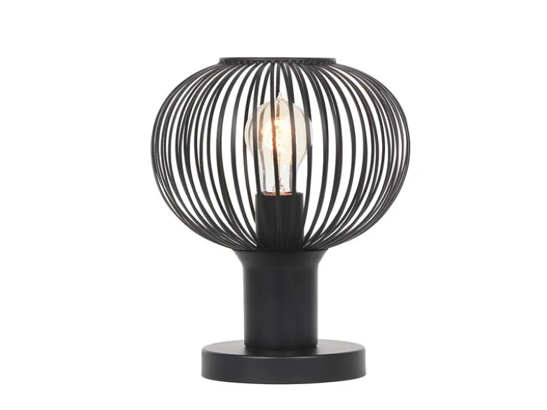 Tischleuchte GILA mit Gitter Lampenschirm Schwarz, Höhe 28cm