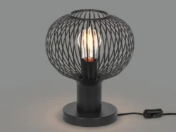 Tischleuchte GILA mit Gitter Lampenschirm Schwarz, Höhe 28cm