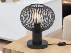 Tischleuchte GILA mit Gitter Lampenschirm Schwarz, Höhe 28cm