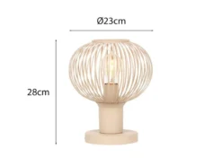 Tischleuchte GILA mit Gitter Lampenschirm Beige, Höhe 28cm