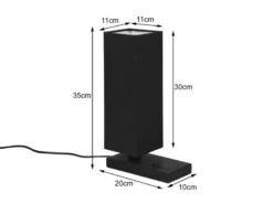 Tischleuchte HALEY Schwarz induktive Ladestation & Touch Stoffschirm, Höhe 35cm