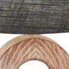 Tischleuchte HANKE mit Keramikfuß Holzoptik & Leinenschirm Grau, Höhe 31cm
