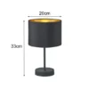 Tischleuchte HOSTEL Stoff Lampenschirm Schwarz & Gold, Höhe 33cm