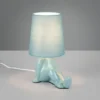 Tischleuchte HUMA Keramik Blau mit Stoffschirm, Höhe 24,5cm