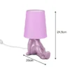 Tischleuchte HUMA Keramik Lila mit Stoffschirm, Höhe 24,5cm