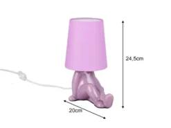 Tischleuchte HUMA Keramik Lila mit Stoffschirm, Höhe 24,5cm