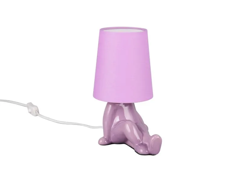 Tischleuchte HUMA Keramik Lila mit Stoffschirm, Höhe 24,5cm