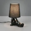 Tischleuchte HUMA Keramik Schwarz mit Stoffschirm, Höhe 24,5cm