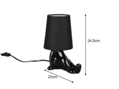 Tischleuchte HUMA Keramik Schwarz mit Stoffschirm, Höhe 24,5cm