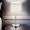 Tischleuchte JERRY 1-flammig Chrom Stoffschirm in Weiß, Höhe 28cm