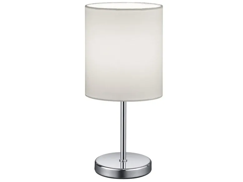 Tischleuchte JERRY 1-flammig Chrom Stoffschirm in Weiß, Höhe 28cm