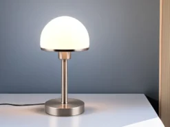 Tischleuchte JOOST II Silber Glasschirm Weiß - Touchfunktion, Höhe 39cm