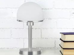 Tischleuchte JOOST II Silber Glasschirm Weiß - Touchfunktion, Höhe 39cm