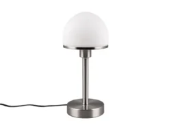 Tischleuchte JOOST II Silber Glasschirm Weiß - Touchfunktion, Höhe 39cm