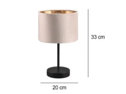 Tischleuchte JULIETA mit Samt Lampenschirm Beige Gold, Höhe 33cm