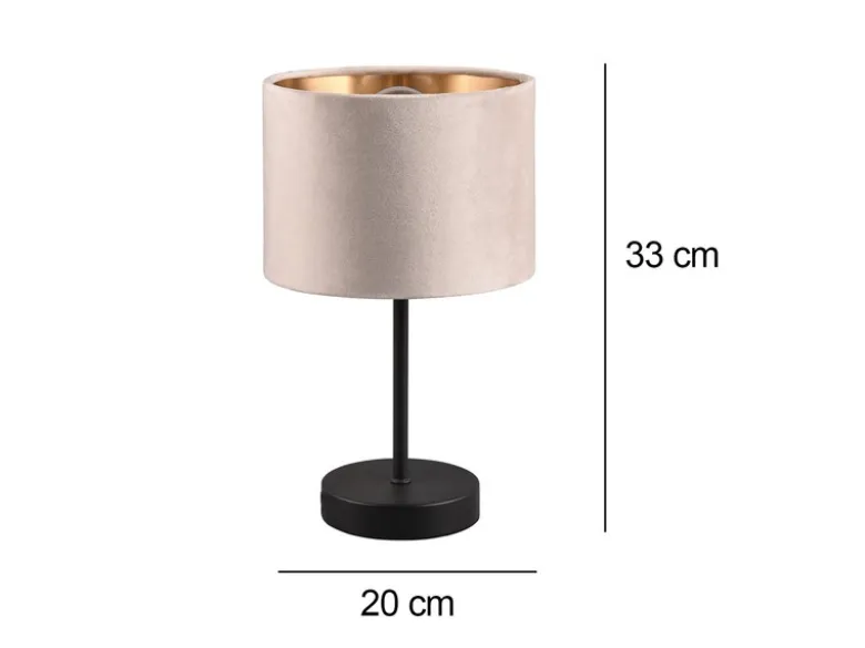 Tischleuchte JULIETA mit Samt Lampenschirm Beige Gold, Höhe 33cm