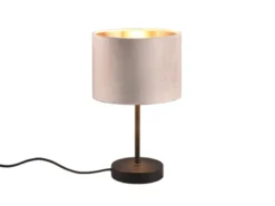 Tischleuchte JULIETA mit Samt Lampenschirm Beige Gold, Höhe 33cm