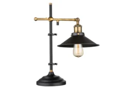 Tischleuchte LENIUS mit schwenkbarem Metallschirm Schwarz, Höhe 45,5cm