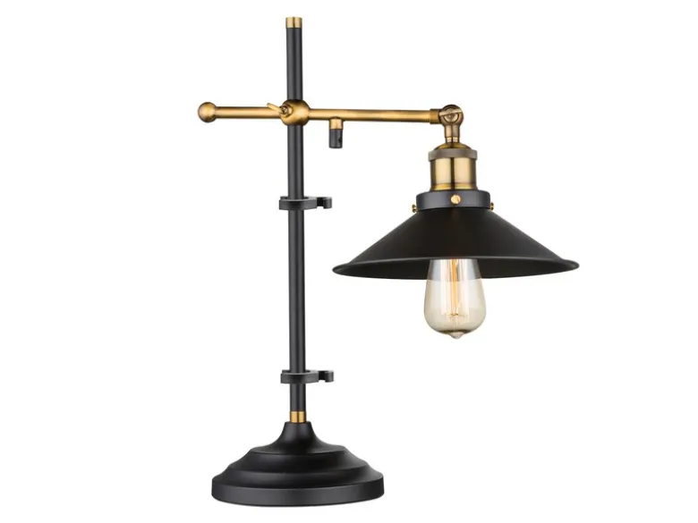 Tischleuchte LENIUS mit schwenkbarem Metallschirm Schwarz, Höhe 45,5cm