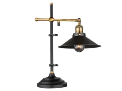 Tischleuchte LENIUS mit schwenkbarem Metallschirm Schwarz, Höhe 45,5cm