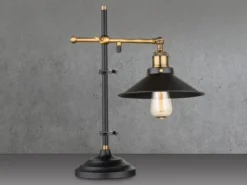 Tischleuchte LENIUS mit schwenkbarem Metallschirm Schwarz, Höhe 45,5cm