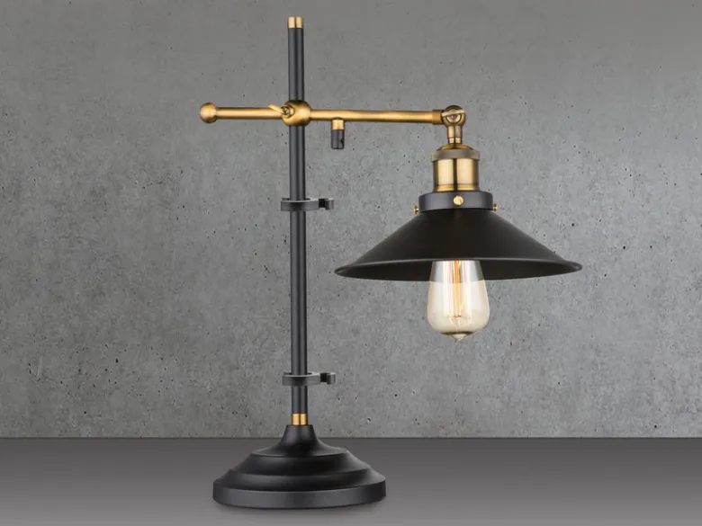 Tischleuchte LENIUS mit schwenkbarem Metallschirm Schwarz, Höhe 45,5cm