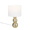 Tischleuchte LOVA mit Keramikfuß Gold & Stoffschirm Weiß, Höhe 29cm
