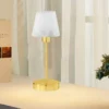 Tischleuchte LUIS II, Glas Weiß Sockel Messing matt - Touchfunktion, Höhe 32cm