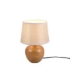 Tischleuchte LUXOR Keramik Holzoptik mit Stoffschirm Beige, Höhe 26cm
