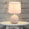Tischleuchte MALU mit Keramikfuß & Stoffschirm Beige, Höhe 26cm