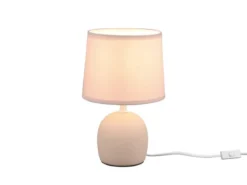 Tischleuchte MALU mit Keramikfuß & Stoffschirm Beige, Höhe 26cm