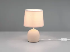Tischleuchte MALU mit Keramikfuß & Stoffschirm Beige, Höhe 26cm