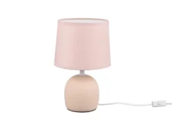 Tischleuchte MALU mit Keramikfuß & Stoffschirm Beige, Höhe 26cm