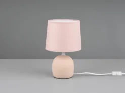 Tischleuchte MALU mit Keramikfuß & Stoffschirm Beige, Höhe 26cm