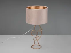 Tischleuchte MARY Lampenschirm Samt in Beige Gold, Höhe 46cm