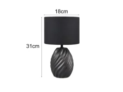 Tischleuchte MELVA mit Keramikfuß und Stoffschirm in Schwarz, Höhe 31cm