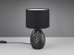 Tischleuchte MELVA mit Keramikfuß und Stoffschirm in Schwarz, Höhe 31cm