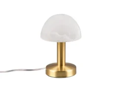 Tischleuchte Messing mit Glasschirm Weiß, Touch dimmbar mit E14 LED, Höhe 21cm
