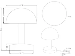 Tischleuchte Messing mit Glasschirm Weiß, Touch dimmbar mit E14 LED, Höhe 21cm