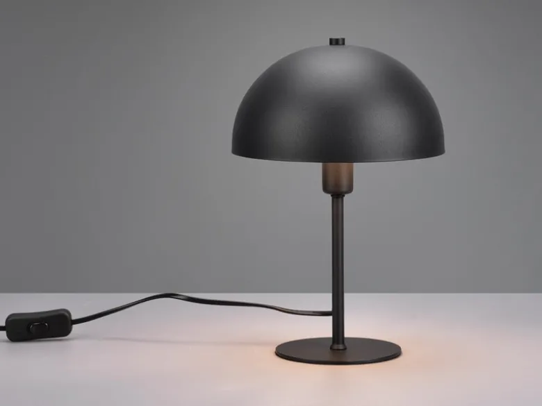 Tischleuchte NOLA aus Metall Schwarz, Lampenschirm innen Gold, Höhe 30cm